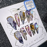 10Pcs High Quality Handmade Press on Nails Heavy Industry Diamond Decoration Luxury Dark and niche style Spicy Girl Nail Diamond