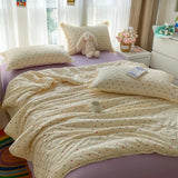 Printed Floral Summer Quilt Four Piece Set Suitable for Bedroom Bedding Set Summer Quilt Bed Sheet With Pillowcases Home Textile