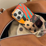 New Retro Four-color Leopard Pattern Stitching Phone Case For iPhone 16 15 14 13 12 11 Pro Max 7 8 Plus X XR XS Silicone Cover