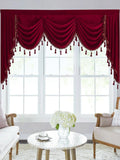 1pc Light Luxury European Modern Red Velvet Tassel Lace Water Wave Curtain Head