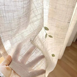 French Embroidered Bird Linen Curtain For Living Room, Privacy Sheer Curtain For Bedroom, Machine Washable，Easy Install Curtain