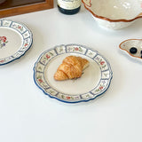 French Printed Ceramic Plate Vintage Household Serving Plates High-end Western Style Pasta Disc Exquisite Patchwork Tableware