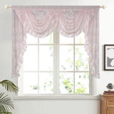 1PC Pink Flower Ripple Curtain Head for Living Room Sheer Lace Valance Girls Princess Bedroom Home Decoration Custom