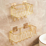 Luxury Home & Garden Kitchen Bathroom Wall Mounted Storage Rack No Drill Hanging Organizer Shelf with Hooks for Home