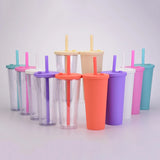 700ml,Double-Layer Straw Cup/MUG,Drinkware,Environmentally Friendly Plastic,Large Diameter,Transparent Milk Tea Cup,Holiday Gift