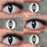 Yearly Use Cat Eye Halloween Contact Lenses For Eyes Cosplay Colored Eye Contacts Green/White Cosmetic Cosplay 14.5mm