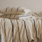 Cotton and Linen Bedding Sets Stripe Yarndyed Duvet Cover Set Sheet Pillowcase Underwear Bed Linens