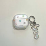 Matte colorful point crystal bead bracelet earphone case for apple airpods 1 4 pro 2nd 3 2 wireless bluetooth charging box
