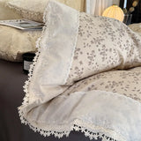 Korean Style Vintage Cherry Bedding Sets for Girls New Washed Cotton Duvet Cover With White Lace Trim Sheet Pillowcases