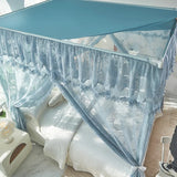 Lace Princess Palace Mosquito Net with Frame Romantic Three-door Bed Curtain with Dustproof Top French Design Home Decor