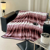 Ikeehome  new high gram weight stripe smudging blanket multi-functional office nap leisure blanket rabbit plush hemming blanket