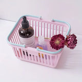 10pcs Mini Storage Baskets with Handles Organizer Multi-Functional Pink Plastic Macaron Colorful Small Items Storage Baskets Set