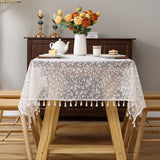 1pc  Elegant Lace Tablecloth with Tassels,Rural Fresh Jacquard Lace Tablecloth  Perfect for Dining & Parties,Family Gatherings