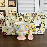 Hand-Painted Underglaze Cerc Mugs Cute Relief Design Birthday Gift for Women Couples Water Cups High Aesthetic Value