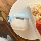 Korea lovely blue star gloss silicone earphone case for apple airpods pro 2 for airpods 1 2 3 4 protection cover with keychain