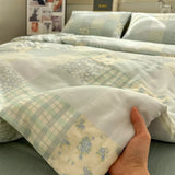 Pure Cotton Floral Printed Double Layer Bedding Set Four Pieces 8 Meters Country Sle Bed eet Cover Quilt Cover Tee Pieces