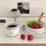 Ceramic Tableware Graffiti Cup Bowl Plate Tableware Home Coffee Shop Milk Cup Hand-painted Cup Kitchen Utensils Breakfast Set