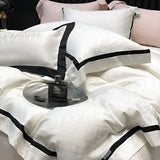 Luxury Satin Jacquard Bedding Set 1000TC Lyocell Cotton Soft Silky Duvet Cover Set Bed Sheet/Fitted Sheet Pillowcases 4Pcs