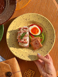 Nordic Ceramic Splashed Ink Plate Household Colored Breakfast Bread Disc High-end Restaurant Dessert Plates Niche Dot Tableware