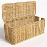 Handmade Cable Management Box, Durable Rattan Cable Organizer, 2 Open Slots Cords Hider Box, Under Desk Cord Organizer