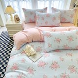 Fresh Botanical Floral Bedding Set for Kids and Adults Leaves Flower Duvet Cover Set Pillowcases Soft Washed Cotton Home Textile