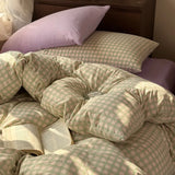 3/4PCS Red Butterfly Knot Bedding Set  Grid Cute Pony Printed Duvet Cover Set for Goth Girl Bedroom Decoration King Queen Size