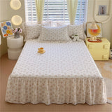 1PC 100%Cotton Bed Skirt Queen/King Size Floral Printed Bed Sheet with Ruffles falda de cama Full Size Bed Skirt for Single Bed