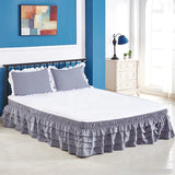 4 Layers Ruffled Bed Skirt Wrap Around Elastic Bed Skirt Bed Cover Without Surface Home Hotel Bed Skirt Twin /Full/ Queen/ King