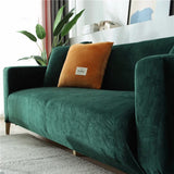 Solid Color Velvet Chenille Non-slip Sofa Cover, Elastic 1/2/3/4 Seater Thickened Full Coverage Slipcover Universal Fit L Shaped