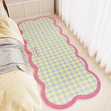 Special-shaped Runner Rug Pink Plaid Bow Bedroom Bedside Carpets Fashionable Ins Creative High-end Coffee Table Mats 러그 Alfombra
