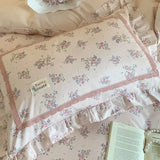 4Pcs Korean Princess Style Floral Ruffles 100% Cotton Bedding Set Queen King Size Duvet Cover Bed Sheet/Fitted Sheet Pillowcases