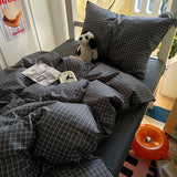 New solid color simple washed cotton student bed sheet four-piece set machine washable student dormitory three-piece set
