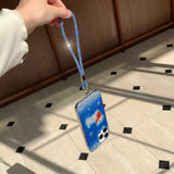 Winter scarf puppy shiny fundas for iphone 15pro 14promax 13 15 16 14 pro max 13promax blue gradient anti-fall rope phone case