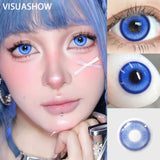 14.20 Blue Small Pupil Cosplay Colored Contact Lenses, 1 Pair Yearly Wear Eye Lenses for Halloween Themed Cosplay & Fancy Dress