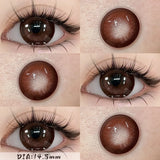 2PCS Half Yearly Premium Quality Contact Lenses Doggy Eyes Color Contacts Natural Brown 14.5mm Sandwich Technology