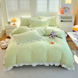 Princess Style Bedding Set Soft Bedroom Decor Comforter Duvet Cover Set Pillowcase Bed Sheet Ruffled Quilt Cover Four Pieces Set
