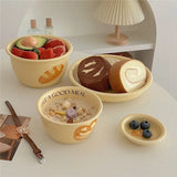 Korean Style Household Ceramic Tableware Set Creative Bread and Toast Printed Noodle Bowls Meal Plate Home Porcelain Dinnerware