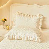 Luxury Winter Thickened Velvet Rose Flowers Embroidery Bedding Set Ruffles Duvet Cover, Quilted Bedspread, Bed Skirt, Pillowcase