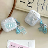 Earphone Case For AirPods 4 Glitter Fish Mermaid Star Pearl Protective Case with Keychain for Airpods 1 2 3 4th Pro Pro2