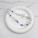 3D Bow Pearl Colorful Bead Handmade Pendant Beaded Phone Landyard Rope Chain Keychain For Iphone Bracelet