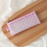 New Flower Edges Cosmetic Bag Lace Heart Transparent Makeup Storage Pouch Sweet Mesh Toiletry Bag Storage for Travel