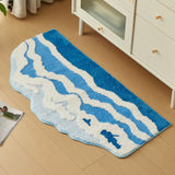 Soft Tufting Scenic Bathroom Mat Ocean Wave Bedroom Carpet Anti-slip Rug Doormat Foot Dry Tidy Pad Aesthetic Home Room Decor