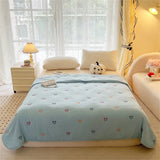 Embroidered Summer Quilt Washed Cotton Girl Home Comfortable Skin Friendly Soft Air-Conditioned Thin Quilted Queen Size Blankets