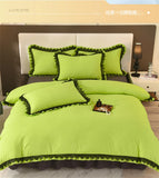 Princess Style Bedding Set Ruffle Duvet Cover With Lace Soft Four Piece Set Quilt Cover Bed Skirt Pillowcase Girls Bedroom Decor