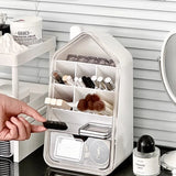 Slanted Makeup Brush Storage Rack Organizer Multiple Grids Large Capacity Table Cosmetics Rack with Drawer Lipstick Storage Box