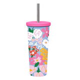 830ML Large Hole Thermos Cup With Straw And Pattern,Mug,Double Layer Stainless Steel Vacuum Flasks,Portable Insulated Water Cup