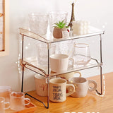 Fold Transparent Acrylic Storage Shelf Minimalist Kitchen Desktop Organizer Rack Home Tableware Cup Holder Organizing Shelf Gift