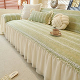 Elegant Solid Sofa Towel with Skirt Edge High-Quality All-Cover Easy-Care Dust Cover Four Seasons Home Textiles for Living Room