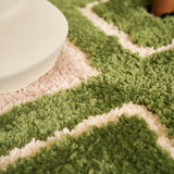 Tufting Green Geometric Bathroom Mat Soft Bedside Rug Floor Pad Bathmat Bedroom Doormat Carpet Aesthetic Home Room Decor 40x60cm