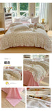 Flower Skin-friendly Bedding Set Class A Washed Cotton Duvet Cover Set Lace Ruffles Quilt Cover Soft Cover Bed Linen Pillowcases